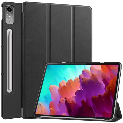 Kepuch Custer �P�[�X �Ή� Lenovo Tab P12 Pro 2nd 12.7 2024/Tab P12 TB371FC TB-370FU 2023 ?�z���VPad Pro 12.7 2023, PU���U�[ �y�� �J�o�[ - �u���b�N