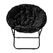Flash Furniture Gwen Oversize Folding Saucer Chair - Black Faux Fur Moon Chair - Black Metal Frame - 38