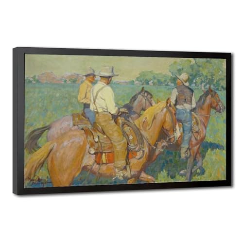 Toile cowboys Maynard Dixon deco vintage tableau western sud-ouest suspendu cadre 50cm