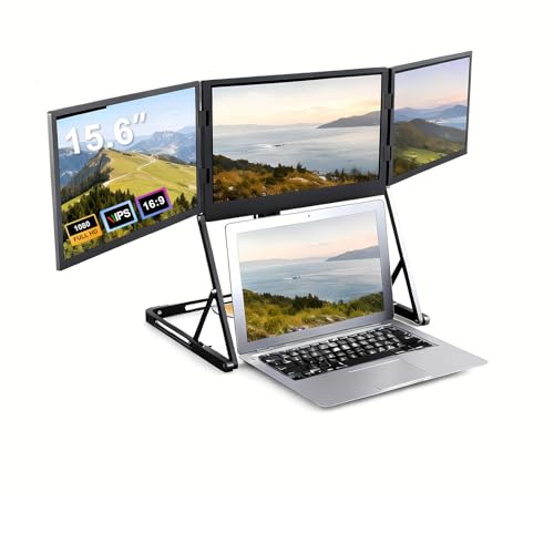 Image of 15.6 inch Laptop Screen Extender 1080P FHD IPS Display, USB-C HDMI Foldable Triple Monitor for 13-17.3 inch Laptops, Portable Workstation for Office & Remote Work for Windows /Mac