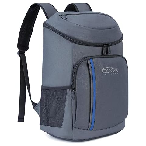 ecox Outdoors Cooler Backpack Insulated 20L About 30 can Capacity with Bottle Opener Padded Straps Lightweight and Easy to Carry Daytripper Grey BPC20LG Cover
