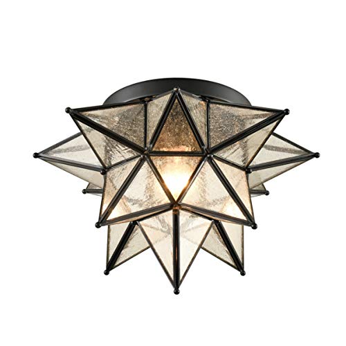 DAYCENT Boho Moroccan Seeded Glass Moravian Star Light Fixture Ceiling
