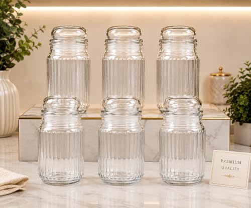 Image of Glass Jar with Lid 750ml (Pack of 6) | Glass Container for Spices, Honey, Salt, Dry Fruits, Tea, Coffee, Sugar & Kitchen Essentials