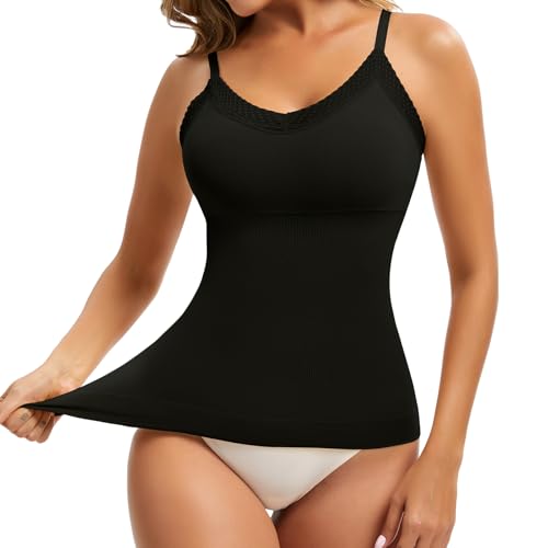 Image of Shapewear Camisoles for Women - Tummy Control Shapewear Tank Top Shaper Cami Black S