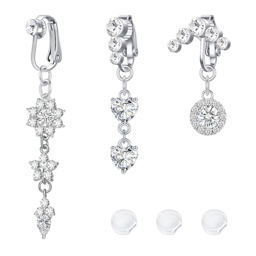 LAURITAMI Piercing Ombelico Finto Clip su Anelli Ombelico CZ Cuore