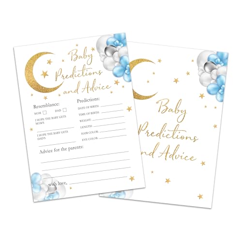 QUDNCR Baby Shower Game Cards, Moon & Stars Design, 25 Cards, 5x7 Inch, Adults, Unisex, Party Game
