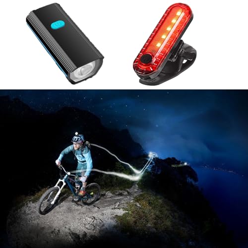 Rechargeable Bike Lights with Electric Bell and Tail Light, Ultra Bright Waterproof Bicycle Headlight with Quick-Release, for Night Riding, Road Mountain Bike Accessories for Kids Adults.