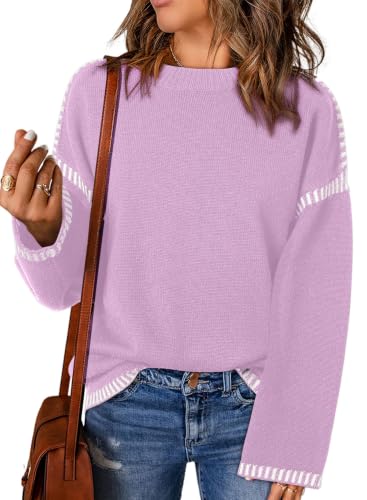 Image of Dokotoo Sweaters for Women Oversized Crewneck Long Sleeve Knit Sweater Tops