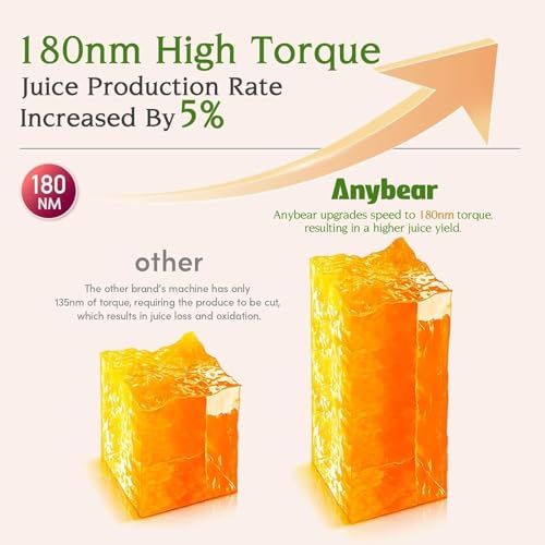 Image of Anybear 200W Cold Press Juicer, 4.3 inch Whole Fruit Chute, Upgraded Auger | Silver Slow Juicer Machine, Fit Whole Fruits / Vegetables, Heavy-Duty Auger, Tritan Material, BPA Free, Juice Recipes