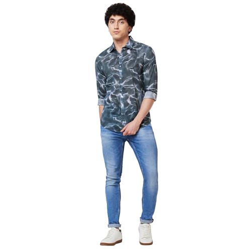 Image of Spykar Cotton Printed Half Sleeve Regular Fit Shirt for Men