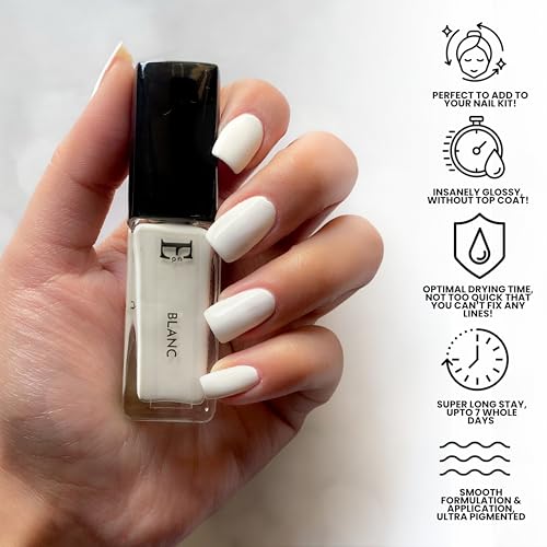 Image of Ellement Co. Blanc Nail Paint White 10 ML | Long-Lasting Glossy Finish Nail Polish | Quick Dry, Chip Resistant Formula | Smooth Application with High Pigment | Professional Salon-Like Look | Suitable for All Skin Tones