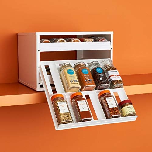 YouCopia Chef's Edition SpiceStack 30-Bottle Organizer with Universal Drawers, White