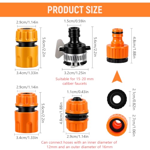 Image of ZIBUYU 5Pcs Water Hose Connectors Set, Universal 1 /2 inch&3 /4 inch Tap Adapter Set | Quick Connect Fittings, Plastic Faucet Connector Kit for Gardening Washing, Easy Installation, Leakproof Hose Accessories