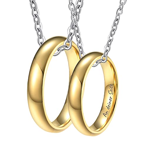 Cadenas de tungsteno doradas de 4 mm para parejas con longitud de 60 cm y 50 cm