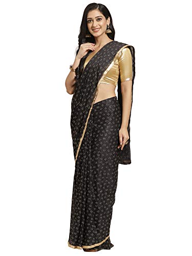 Image of AKHILAM Women's Pure Chiffon Saree with Blouse Piece