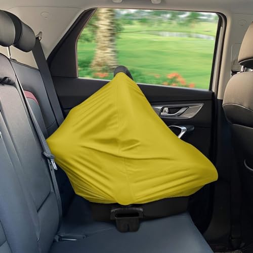 Image of Solid Color Car Seat Nursing Breastfeeding Cover, Multi Use Cover Cozy Carseat Canopy Cover, Infant Babies Stroller Cover,Ultra Soft Stretchy Nurse Gifts Lemon Yellow Breastfeeding Cover