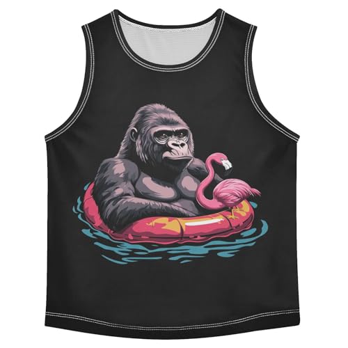 Boys Tank Top Shirts White and Black Muscular Man Sleeveless T-Shirts Crew Neck for Kids Clothing Children