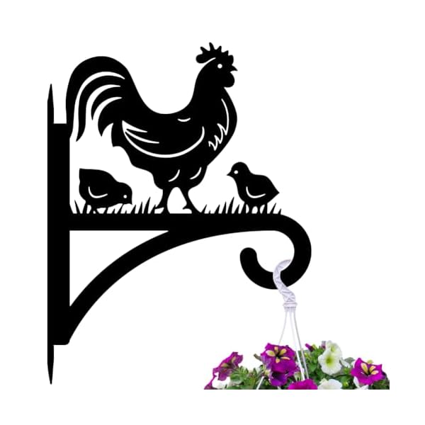 Iron plant hangers hooks for outdoor indoor hanging plants fern pots lantern bird feeder wind chimes 12×14 rooster weather resistant metal wall brackets for garden farmhouserooster  urban country home decor