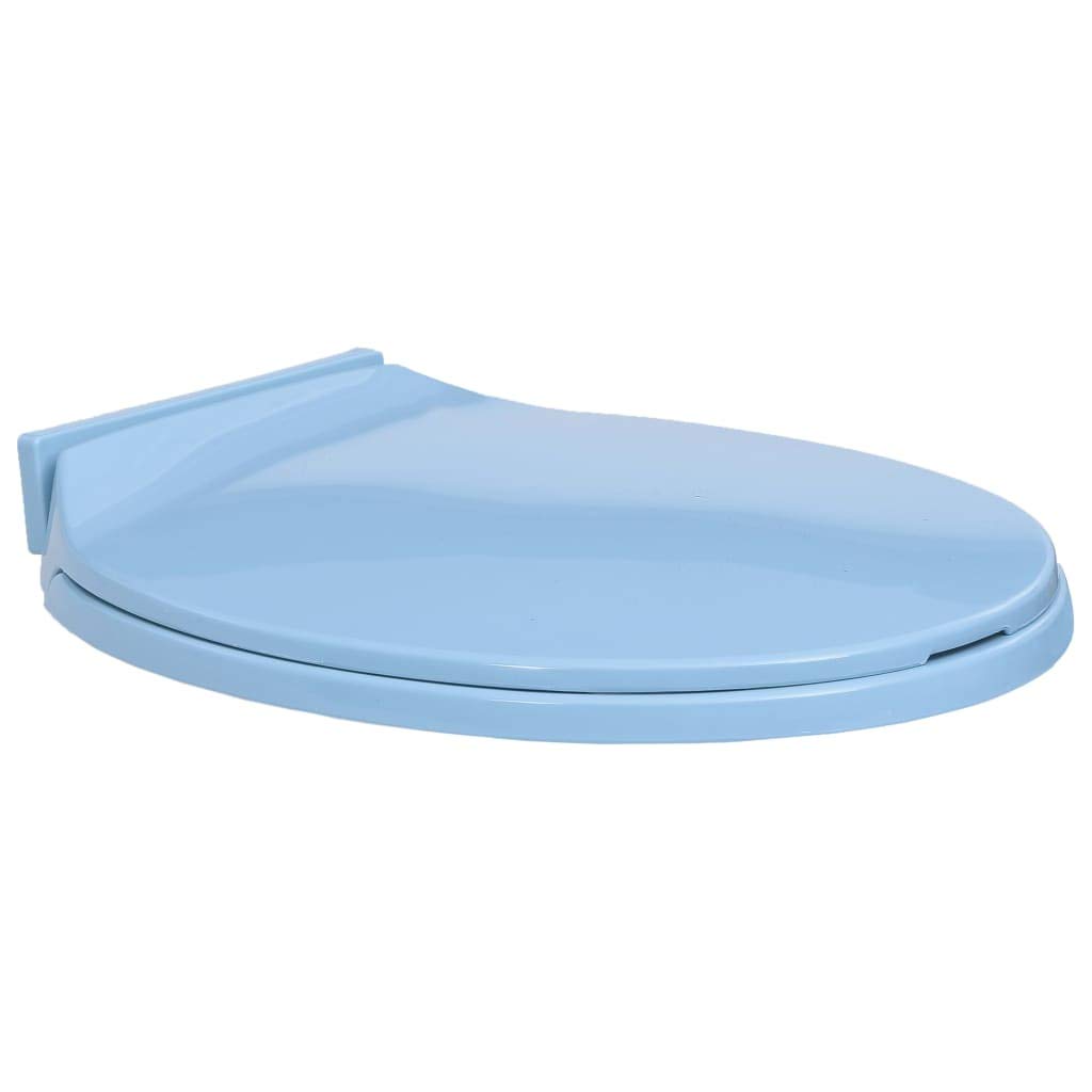 Festnight Tapa y Asiento de Váter con Cierre Suave Ovalada Asiento de Inodoro Universal Azul 46 x 34 cm