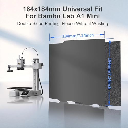 Image of IdeaFormer-3D Textured PEI Build Plate for Bambu Lab A1 Mini, Flexible Double Sided Smooth Textured PEI Spring Steel Sheet 184x184mm Excellent Adhesion Plate for Bambulab A1 Mini