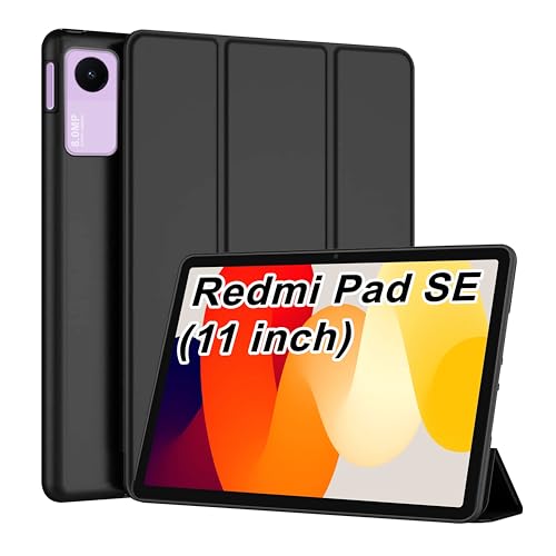 Image of CEDO Tri-Fold for Redmi Pad SE (11 in) Smart Case Flip Cover with Multi Viewing Angles Stand | Leather Finish | Heat Dissipation | TPU Backcover (Black)