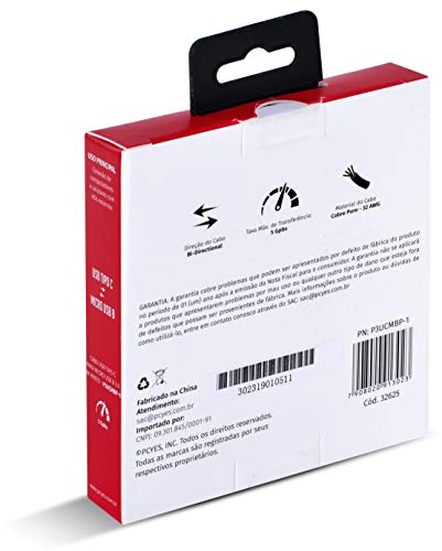 CABO PARA HD EXTERNO USB TIPO C PARA MICRO USB B 3.0 1 METRO PRETO - P3UCMBP-1 - PCYES