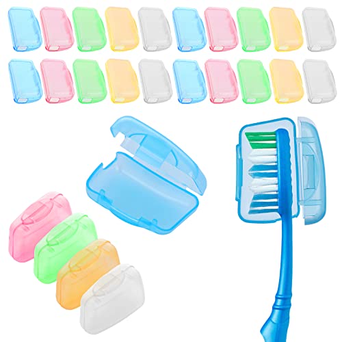 Aster Lot de 20 housses de protection pour brosse à dents - 5 couleurs - Capuchons de tête de brosse à dents portables pour voyages, maison, camping et...