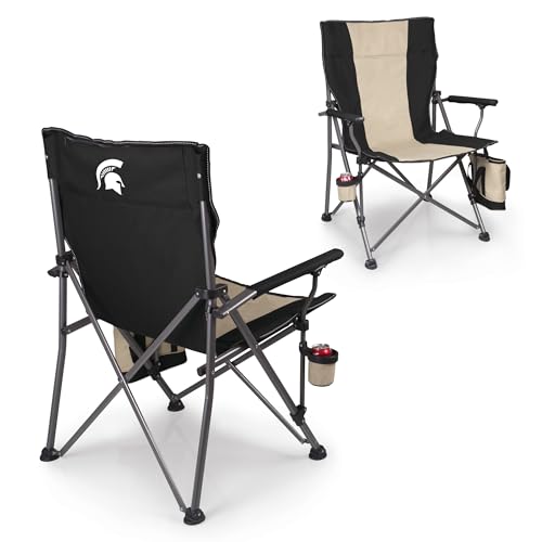Picnic TIME NCAA Michigan State Spartans Big Bear XXL Camp Chair with Cooler, Heavy Duty Beach Chair, 500 lb Capacity Camping Chair with Carry Bag, (Black)
