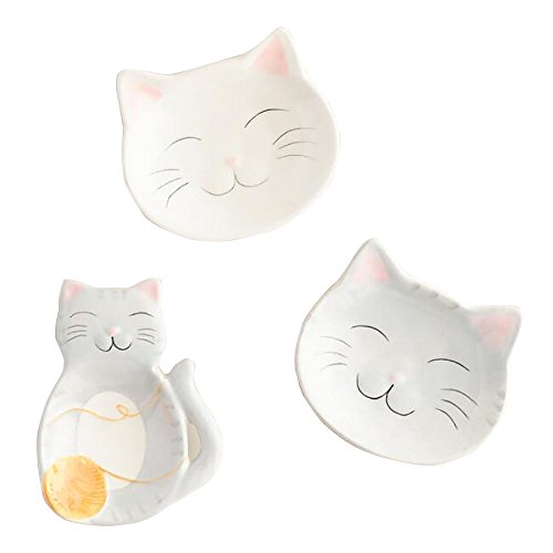 World Market Cat Ceramic Tea Bag Holders - Cat Inspired Tea Holder,Spoon Rest