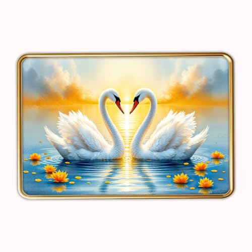 Image of Vastu Swan Pair Photo Frame, Gold, Slim, Sparkle Coated Lamination, for Living Room and Office, 18x24 Inch 53003
