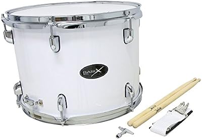 GEWA Marching Tenordrum, Tambor de marcha 14 x 10", casco de madera blanco, incl. correa y baquetas