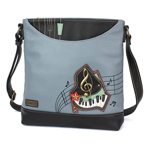 CHALA Sweet Messenger Mid Size Shoulder Purse with Adjustable Strap - Piano - Blue Gray