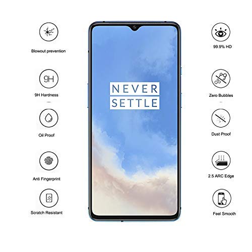 Urspasol For Oneplus 7T Case With Screen Protector Tempered Glass Hybrid Heavy Duty Armor Protective Bumper Phone Cover With 360° Degree Ring Holder Kickstand (Black) #TOP7