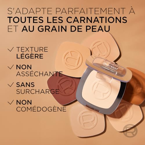 L'Oréal Paris - Poudre Fondante Perfectrice Bienfaisante - Enrichie en Pigments Minéraux & Acide Hyaluronique - Tous les Types de Peaux - Accord Parfait - Teinte : Cannelle (7.D) - 9 g