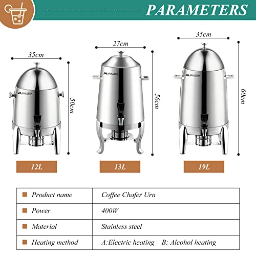 Hot Beverage Dispenser Chafer 13L Stainless Steel Coffee Chafer Urn Hot Coffee Chafer Urn Beverage Dispenser For Coffee Chocolate Juice Tea Hot & Cold Drinks About 50Cup (13L) #TOP5