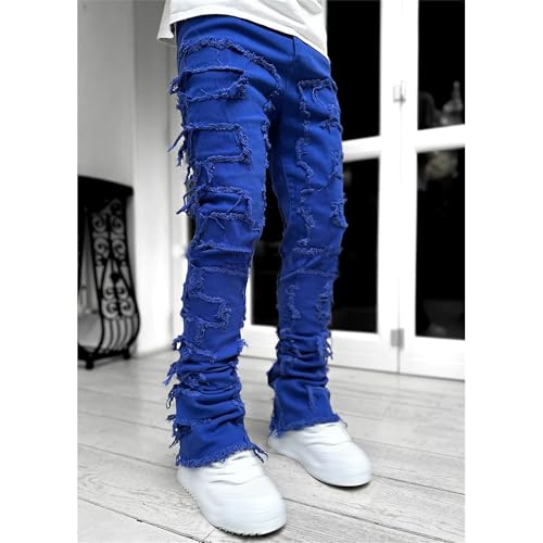 Maiyifu-GJ Jeans for Men Slim Fit Ripped Skinny Patchwork Denim Trousers Straight Leg Hip Hop Denim Pants4