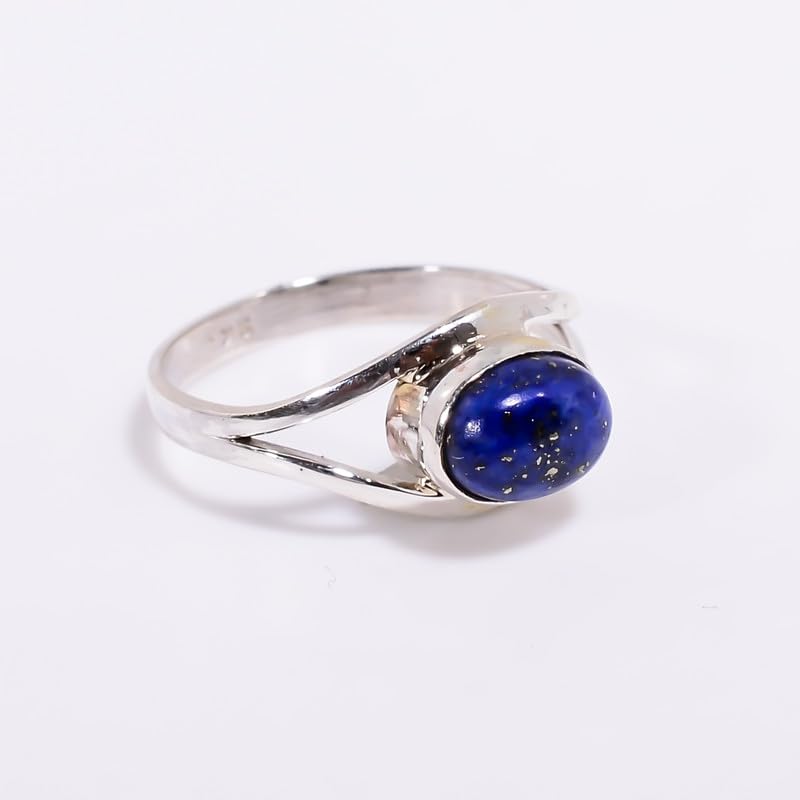 Bague lapis-lazuli en argent 925 faite main au style boho unique - 4