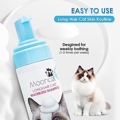 Mooncat Waterless Cat Shampoo for Longhair Cats | Licking Safe No-Rinse Dry Foam Bath for Detangling Matted Fur | Gentle Formula for Kittens & Sensitive Skin, pH Balanced - 5oz - Image 5