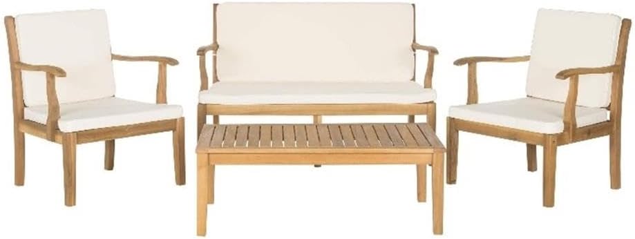 Pemberly Row 4 Piece Outdoor Sofa Set, Durable Patio Furniture with Coordinated Seating and Table, Versatile Modern Style for Deck, Garden or Porch Use, Comfortable Outdoor Living and Entertaining