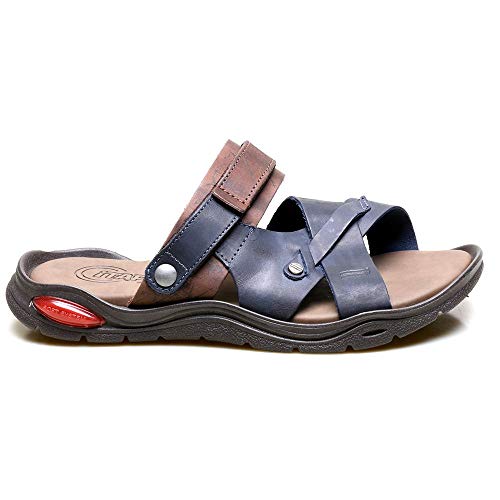 Sandália Masculina em Couro Pierutti – 14901S18-Marinho-Café-39 LC