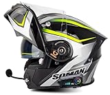 Casco de Motocicleta abatible con Bluetooth Aprobado por Dot/ECE,3XL(65-66cm)