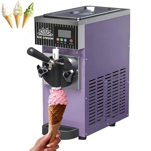 DIUNAOZI Nueva MáQuina De Helados De Sobremesa,Heladera Soft Serve,Rendimiento De 4 5 Kg/H,con Preenfriamiento, Autolimpieza,Panel LCD Suave para Negocios,Hogares Y Tiendas De Postres. Purple