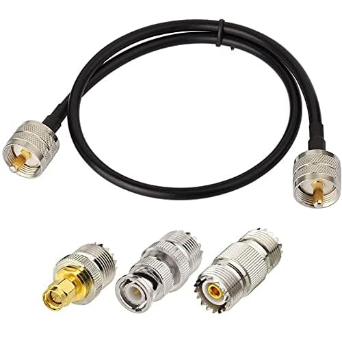 Câble UHF PL259 coaxial 50 cm avec adaptateur SMA BNC SO239 pour radio bidirectionnelle et CB