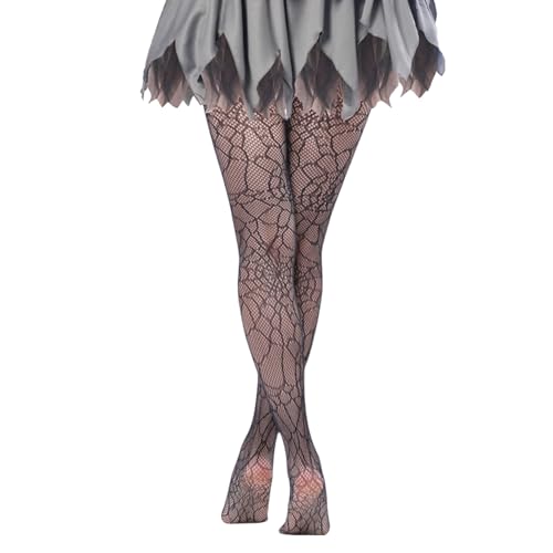 Fishnet Tights Womens,Halloween Girls Spider Web Tights Black Cobweb Patterned Ladies Fishnets Kids Adult Goth Funky Fish Net Lace Stockings Gothic Spiderweb Leggings for Women Uk Witch Accessories