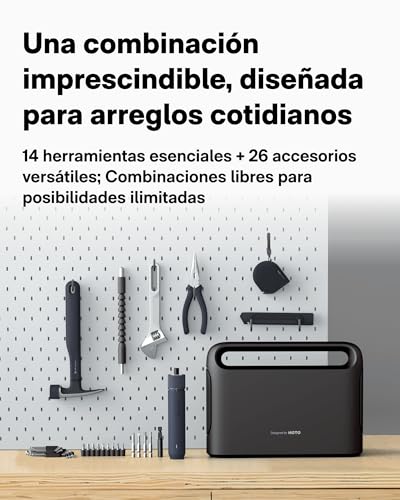 HOTO Kit Herramientas 40 Piezas - Caja de herramientas completa con destornillador electrico (LED, 3 par) + 14 herramientas y 26 accesorios，Organizador profesional para hogar y bricolaje - imagen 9