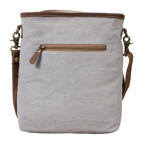 Myra Bag Shoulder Bag for Women - Western Upcycled Canvas & Leather Gray3