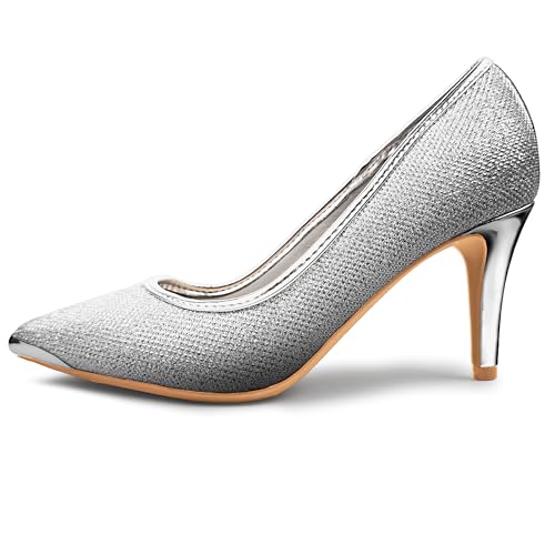 Womens 3 Inch Kitten Heel Pumps Shoes Pointed Toe Wedding Office Prom Glitter Low Heel Dress Work Party Comfortable2
