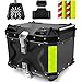 VOKKA Motorcycle Top Box, 45L Aluminium Alloy Waterproof Dustproof and Anti-Theft, Luggage Box for Storage Helmet, Motorbike Top Case with Backrest and Baseplate (Black)
