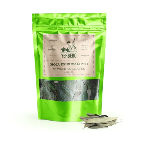 Yerbero - Premium Loose Eucalyptus Leaf Tea 2 oz (56g) | Hoja Eucalipto Te Herbal | Soothing Tea | Warm Delicious Tea | Enjoy Hot or Cold Crafted By Nature 100% All Natural Fresh Tea | Non-GMO.