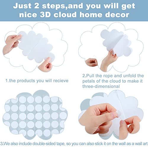 8 Pcs 3D Cloud Decorations Hanging Clouds For Ceiling Cloud Party Decorations Felt Fake Cloud Ornaments Classroom Decor Cloud Props For Art Wedding Nursery Children Room (White) #TOP1